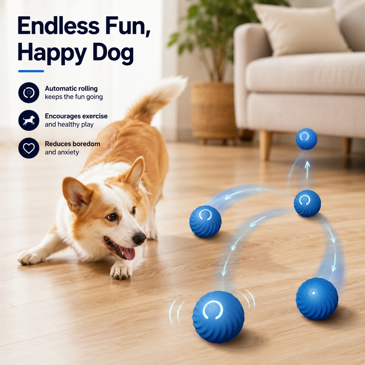 Smart Rolling Ball for Dogs & Cats – Interactive Self-Moving Pet Exercise Toy
